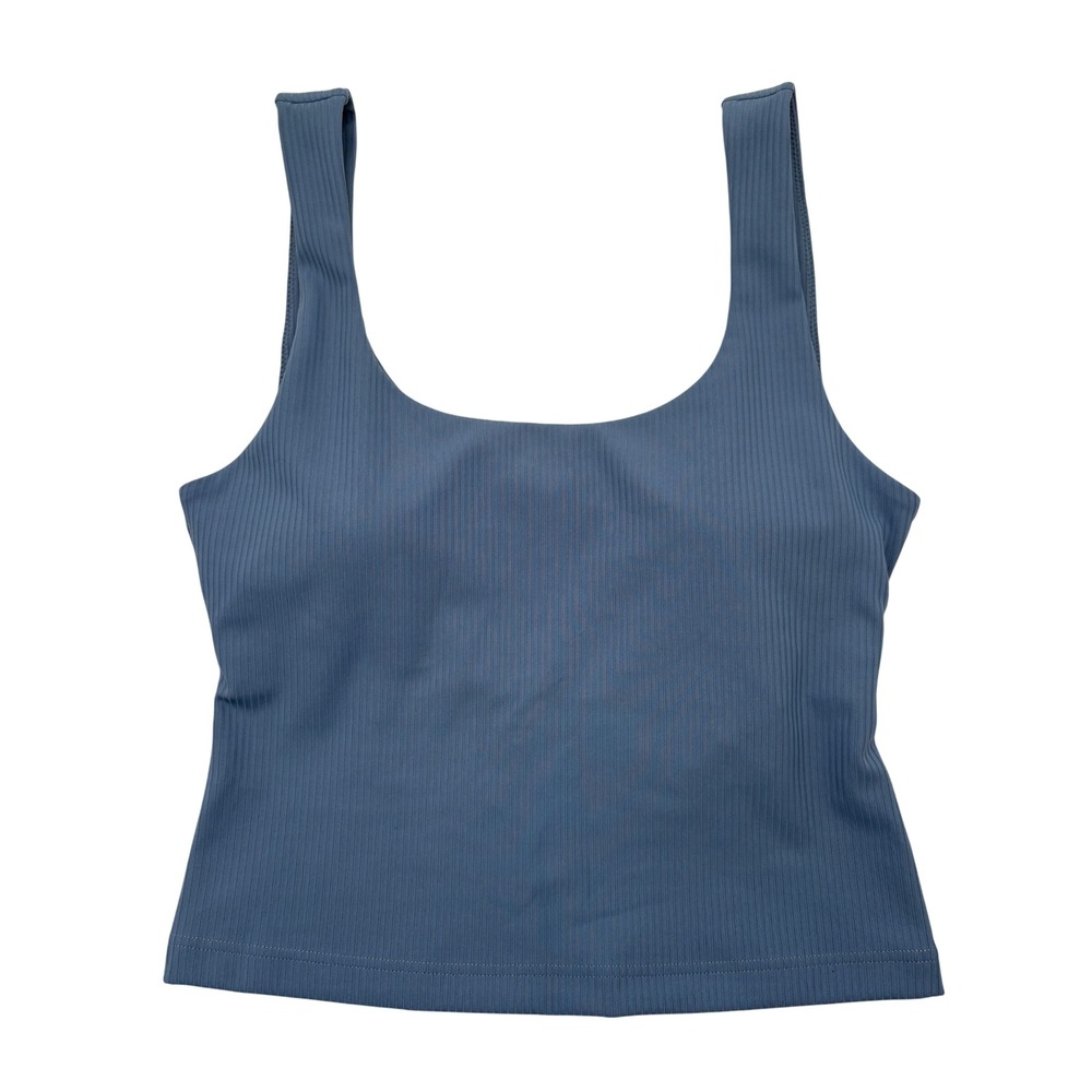 Fabletics Oasis Twist Rib Built-In Bra Tank Yoga Blue Small TK2457818-9366